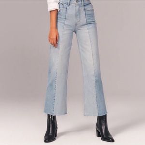 Abercrombie Crop Wide Leg Ultra High Rise Two Tone Jeans BRAND NEW NEVER WORN